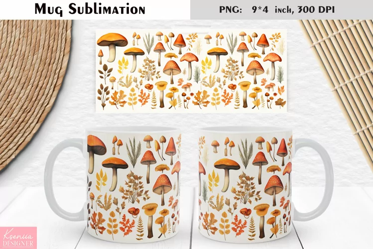 Watercolor Mushroom | Fall Floral Mug Design