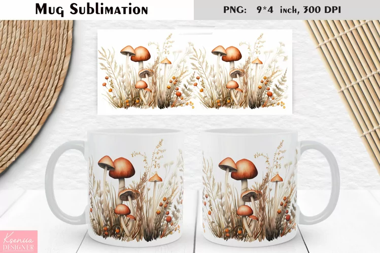 Watercolor Mushroom | Fall Floral Mug Design
