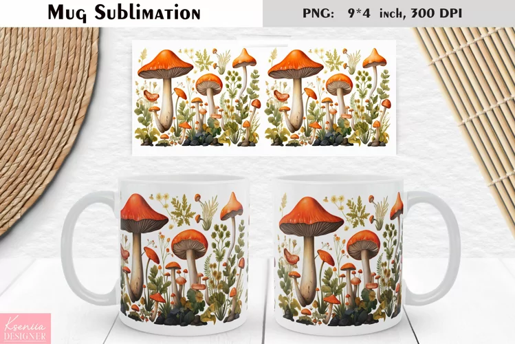 Watercolor Mushroom | Fall Floral Mug Design
