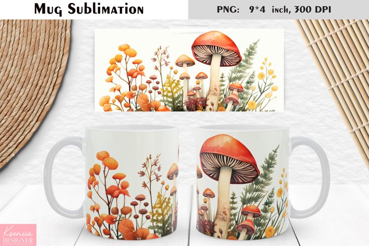 Watercolor Mushroom | Fall Floral Mug Design