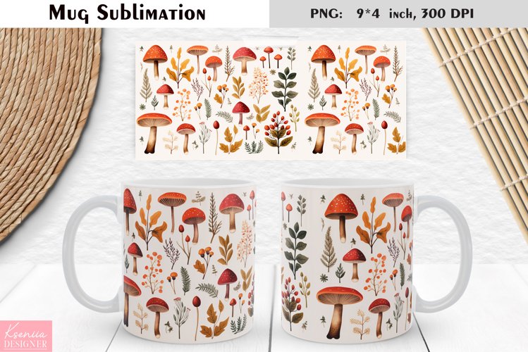 Watercolor Mushroom | Fall Floral Mug Design