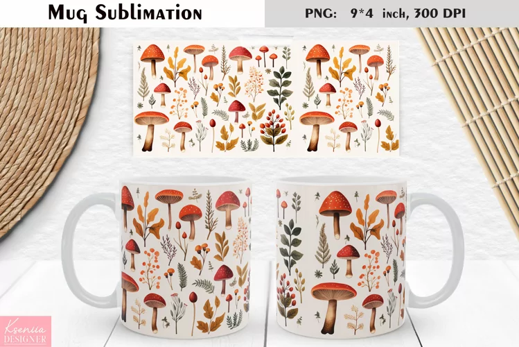 Watercolor Mushroom | Fall Floral Mug Design