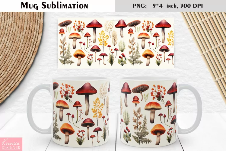 Watercolor Mushroom | Fall Floral Mug Design