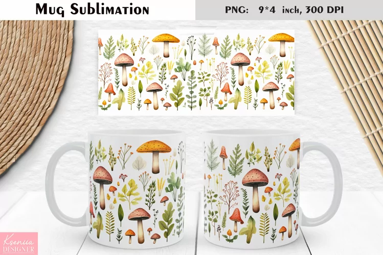 Watercolor Mushroom | Fall Floral Mug Design