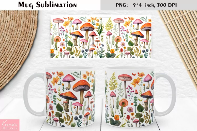 Watercolor Mushroom | Fall Floral Mug Design