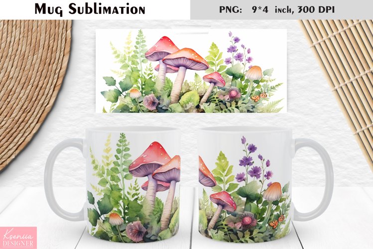 Watercolor Mushroom | Fall Floral Mug Design example image 1