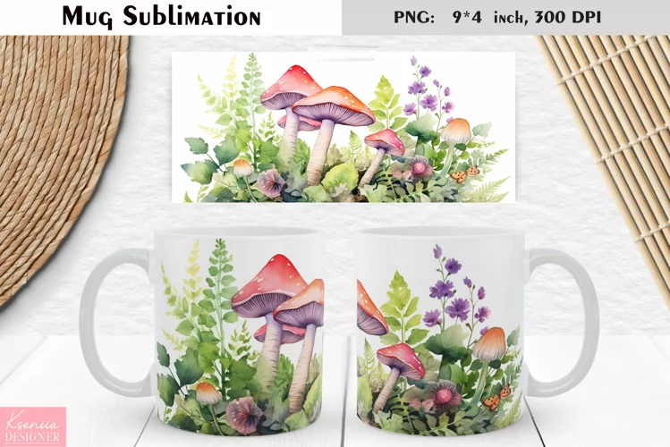 Watercolor Mushroom | Fall Floral Mug Design
