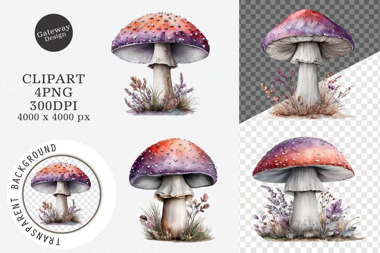 Watercolor Mushroom Clipart