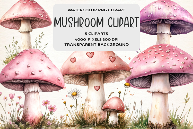 Watercolor Mushroom Clipart