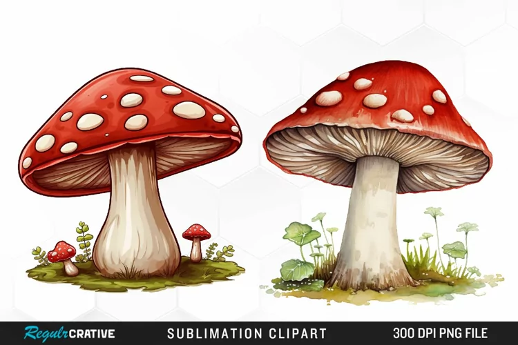 Watercolor Mushroom Clipart