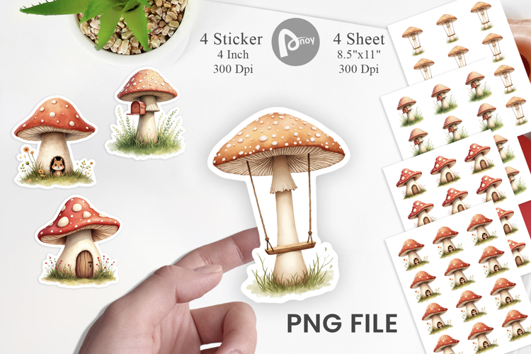 Sticker Mushroom Homes