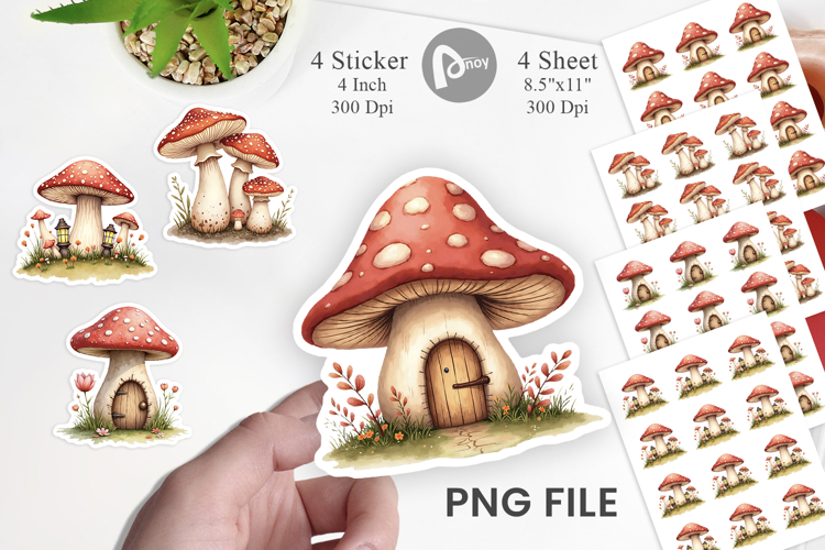 Sticker Mushroom Homes