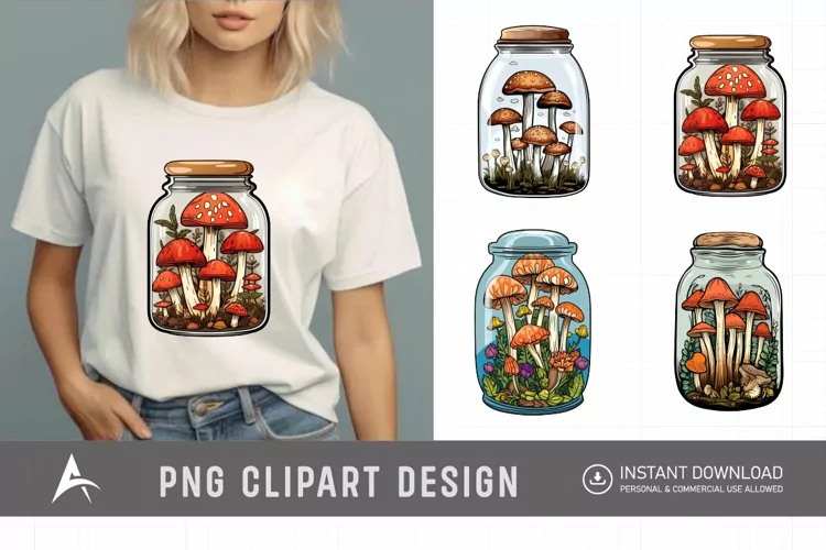 Watercolor Mushroom Vase Clipart