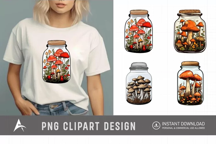 Watercolor Mushroom Vase Clipart