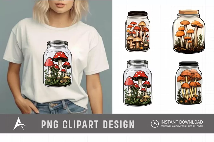Watercolor Mushroom Vase Clipart