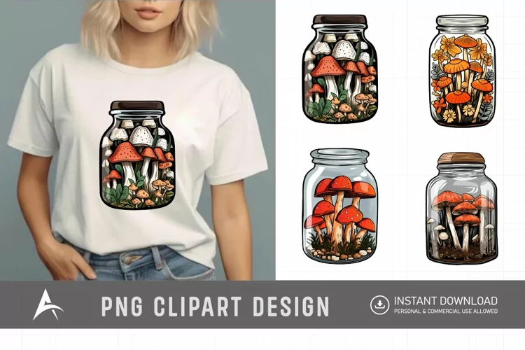 Watercolor Mushroom Vase Clipart