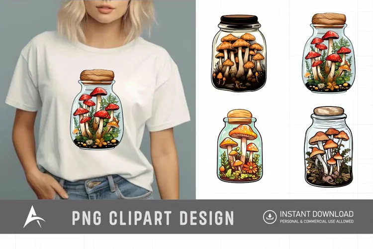 Watercolor Mushroom Vase Clipart