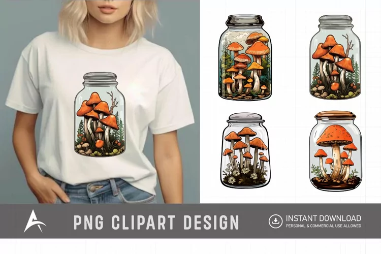 Watercolor Mushroom Vase Clipart