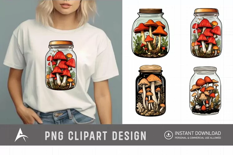 Watercolor Mushroom Vase Clipart