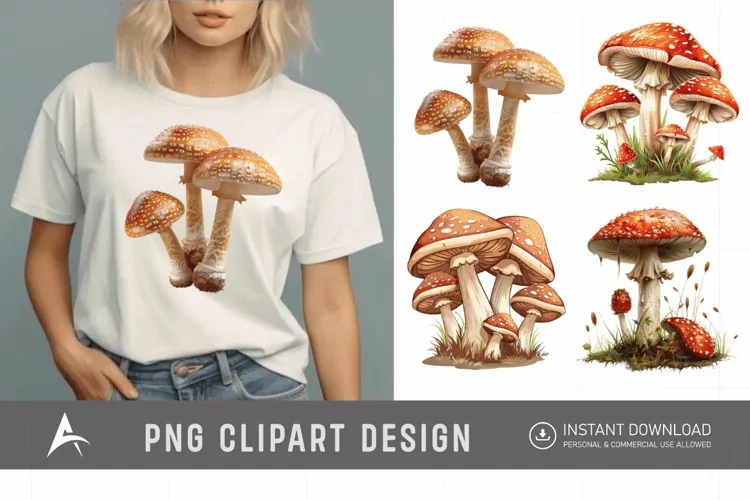 Watercolor Mushrooms Clipart