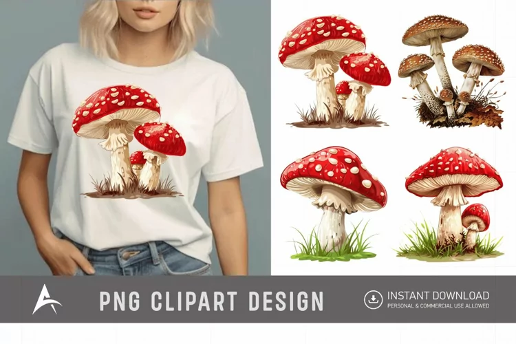 Watercolor Mushrooms Clipart