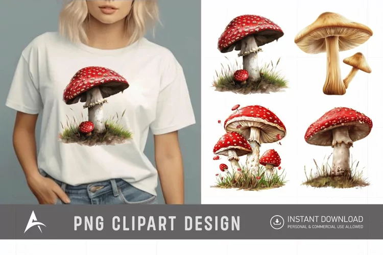 Watercolor Mushrooms Clipart