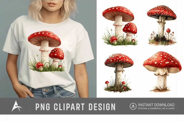 Watercolor Mushrooms Clipart