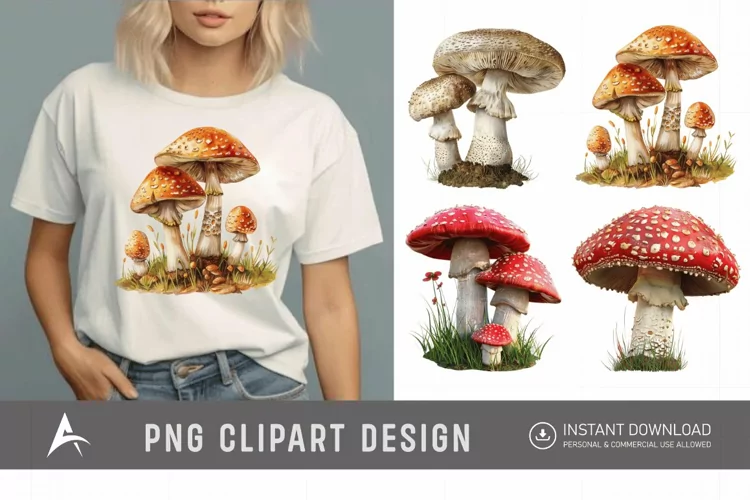Watercolor Mushrooms Clipart