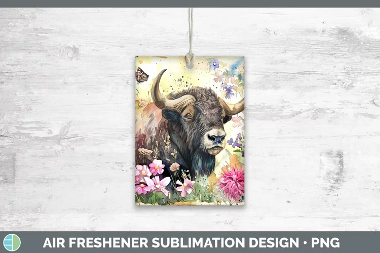 Watercolor Musk Ox Air Freshener Sublimation Car Freshener D