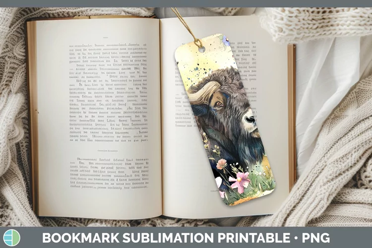 Watercolor Musk Ox Bookmark Sublimation Printable Designs