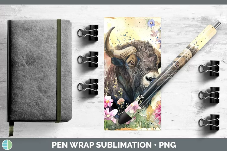 Watercolor Musk Ox Pen Wrap Sublimation Epoxy Pen Designs