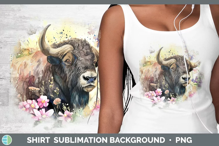 Watercolor Musk Ox Shirt Sublimation Sublimation Background