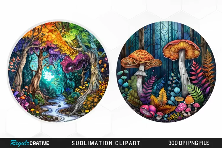 Watercolor Mystical Forest Illustration Clipart
