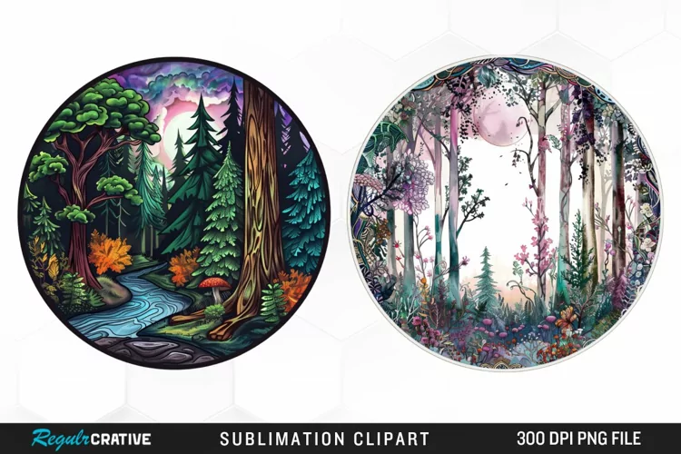 Watercolor Mystical Forest Illustration Clipart