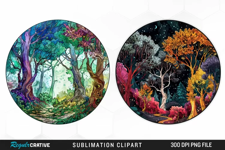 Watercolor Mystical Forest Illustration Clipart