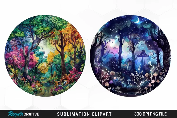 Watercolor Mystical Forest Illustration Clipart