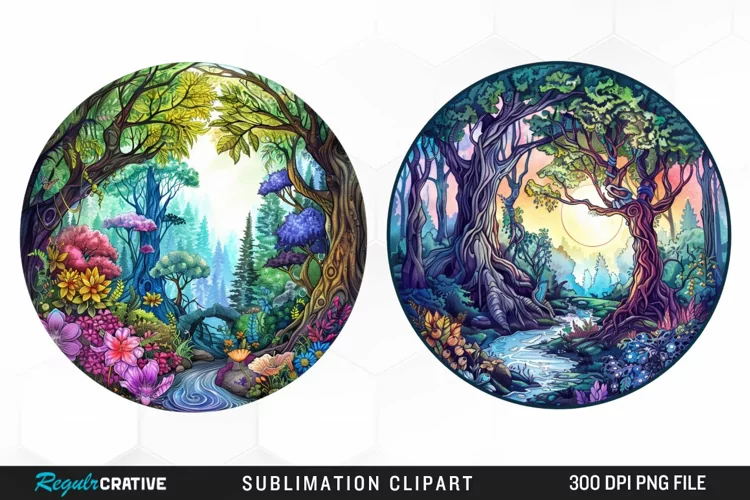 Watercolor Mystical Forest Illustration Clipart
