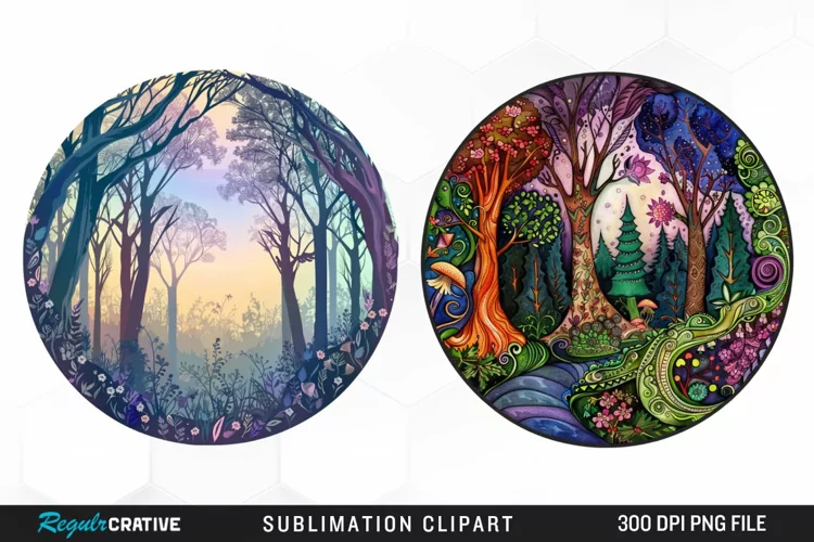 Watercolor Mystical Forest Illustration Clipart