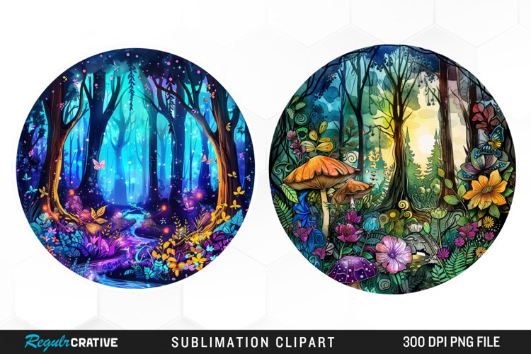 Watercolor Mystical Forest Exquisite Clipart example image 1