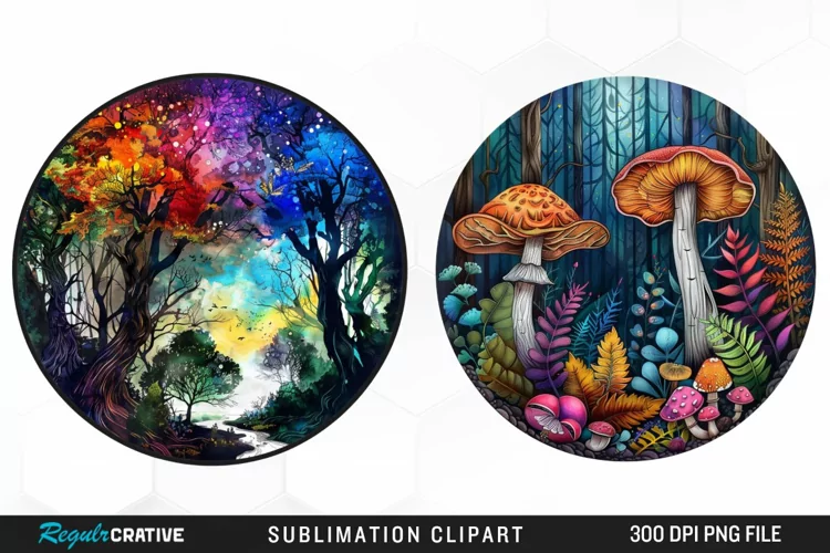 Watercolor Mystical Forest Illustration Clipart