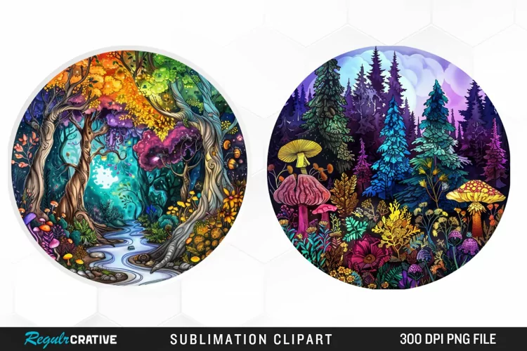 Watercolor Mystical Forest Illustration Clipart