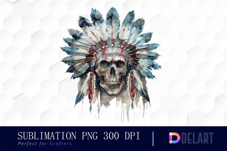 Native American Skull Sublimation PNG Clipart