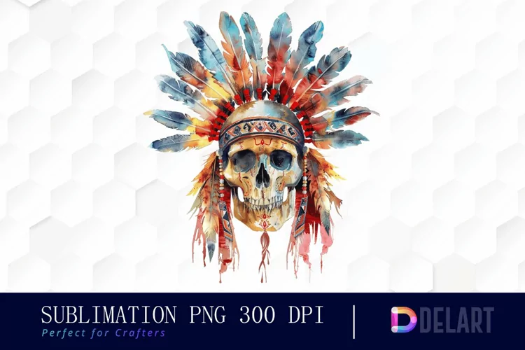 Native American Skull Sublimation PNG Clipart
