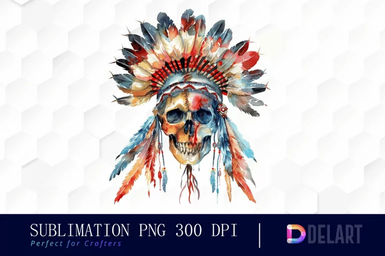 Native American Skull Graphics Clipart