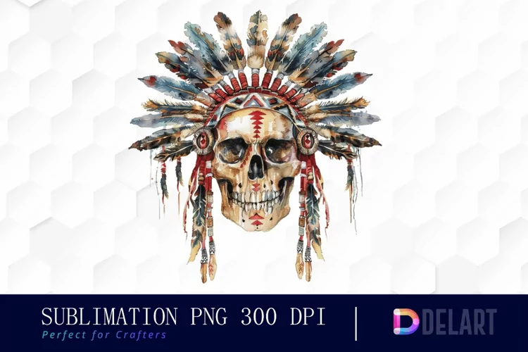 Native American Skull Design Clipart