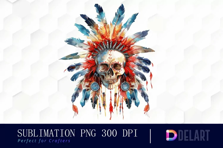 Native American Skull Graphics Clipart