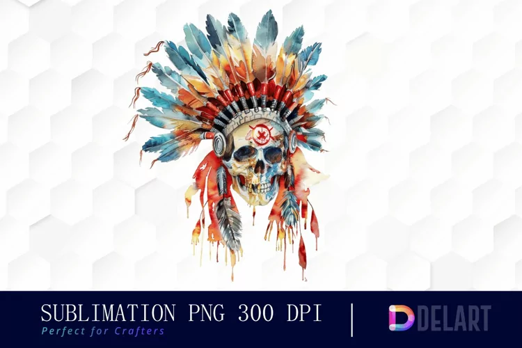 Native American Skull Sublimation PNG Clipart