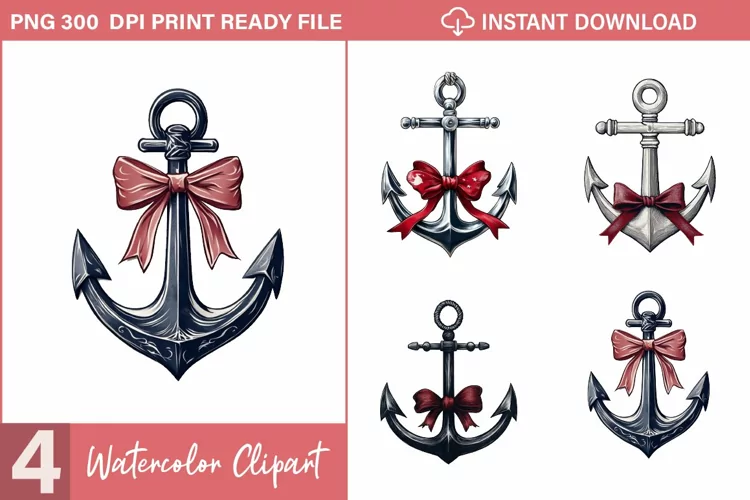 Watercolor Nautical Christmas Graphics Clipart