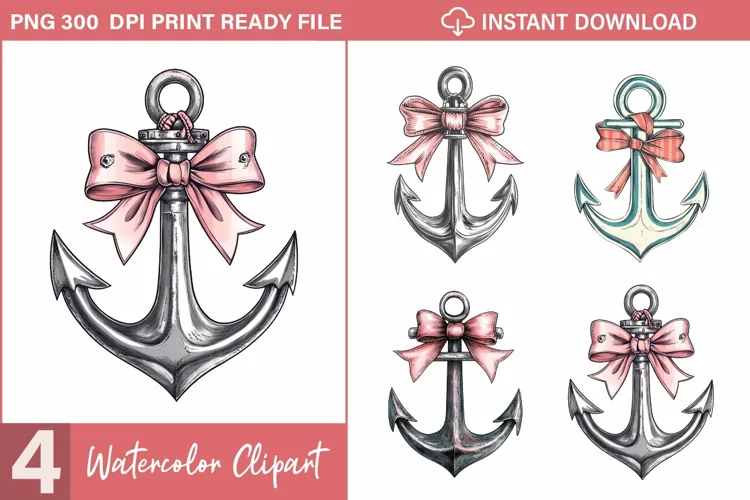 Watercolor Nautical Christmas Graphics Clipart