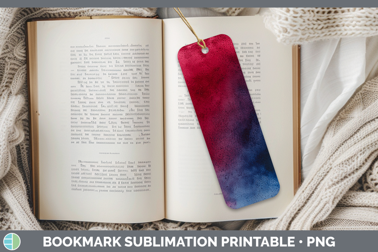 Watercolor Navy Maroon Bookmark Sublimation Printable Design